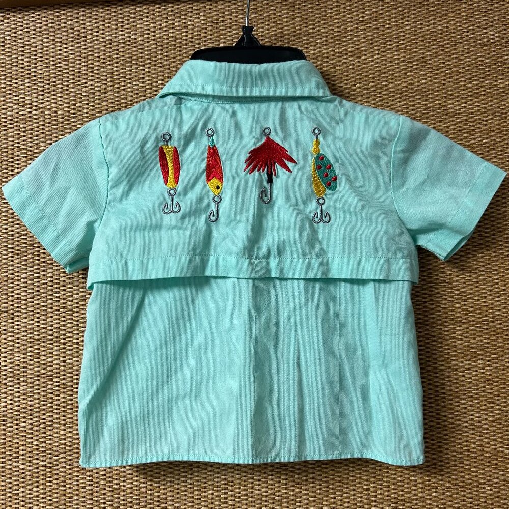 Busy Bees Smocks Shirt Baby 12M Aqua Blue Embroidered Fishing Lures